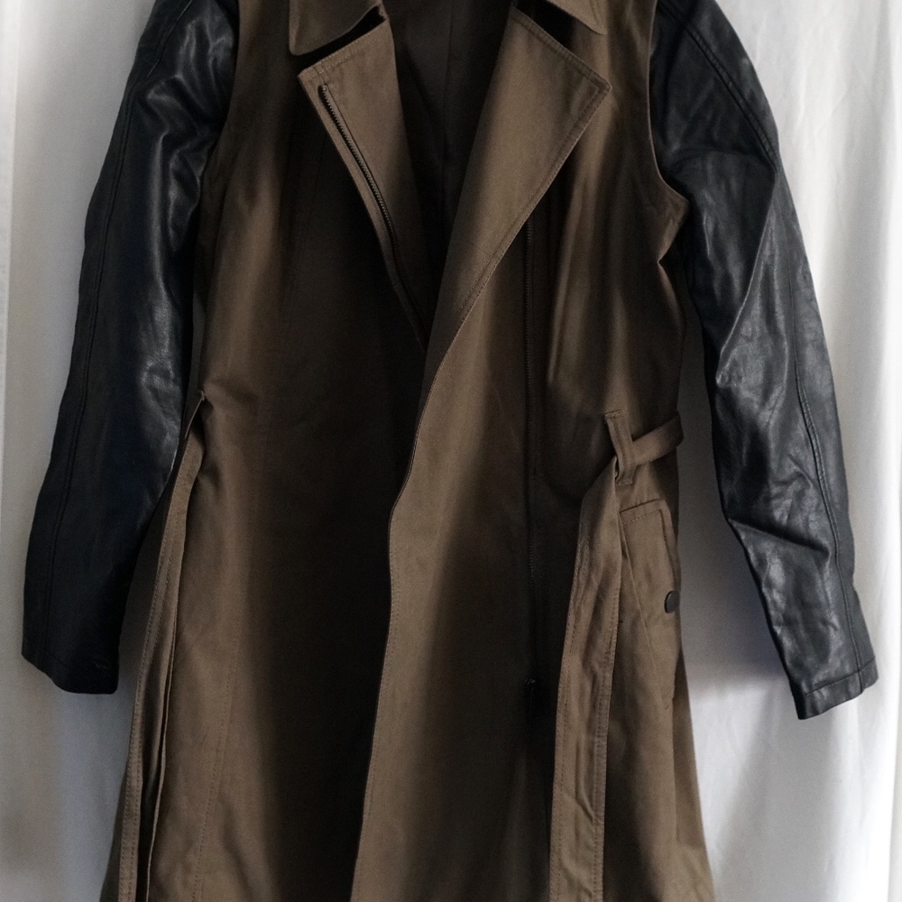 DKNY Women's Trench Coat, Olive/Black, Medium, Rem